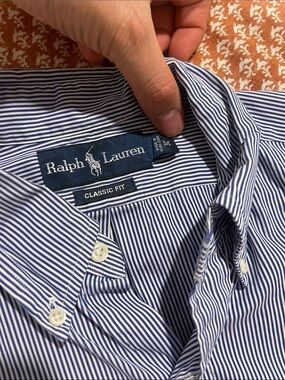 Polo by Ralph Lauren Navy and White Pinstripe Button-Down Shirt
